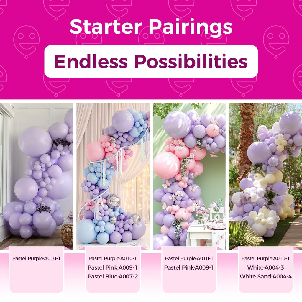 Bezente Pastel Purple Latex Balloons – 100 Pack, 12" Lavender Lilac Party Decor for Weddings & Celebrations