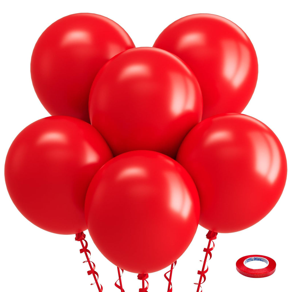Bezente Red Balloons 18 Inch - 30 Pack - Large Round Latex Party Decor