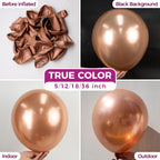 Bezente Rose Gold Metallic Chrome Balloons – 100 Pack, 12-inch Latex, Helium Ready