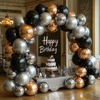 Bezente Black Silver Confetti Latex Balloons – 60pc, 12inch Set for New Year, Weddings & Parties