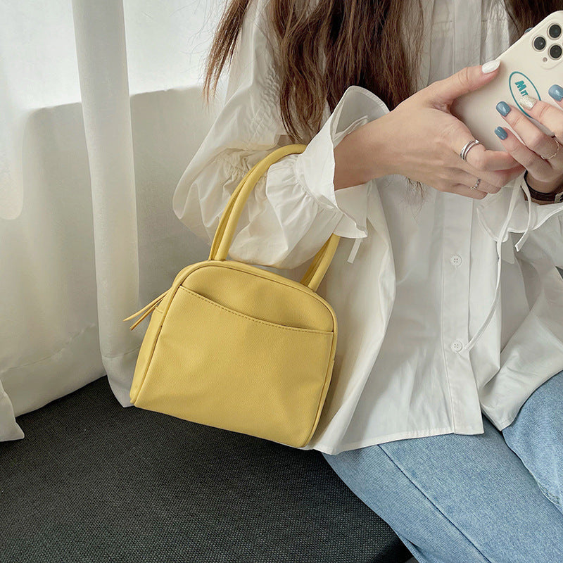 Fashionable And Simple Litchi Pattern Box-shaped Handbag