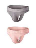 2 Pack Men's Ribbed Butt-Lifting U-Pouch Sexy Thong