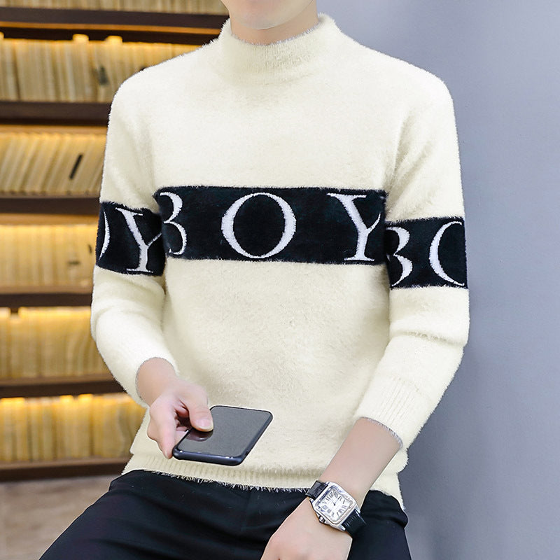 Men's Korean-style Trendy Loose-fitting Fleece-lined Thickened Sweater