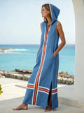 Women's Casual Sleeveless Split Dress With Two Pockets
