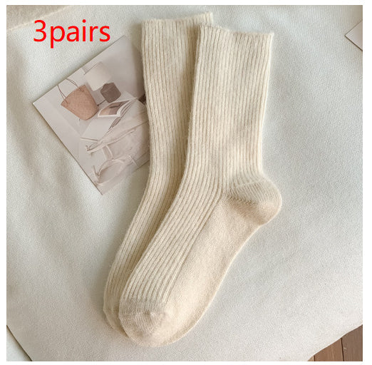 Autumn And Winter Solid Color Wool Socks