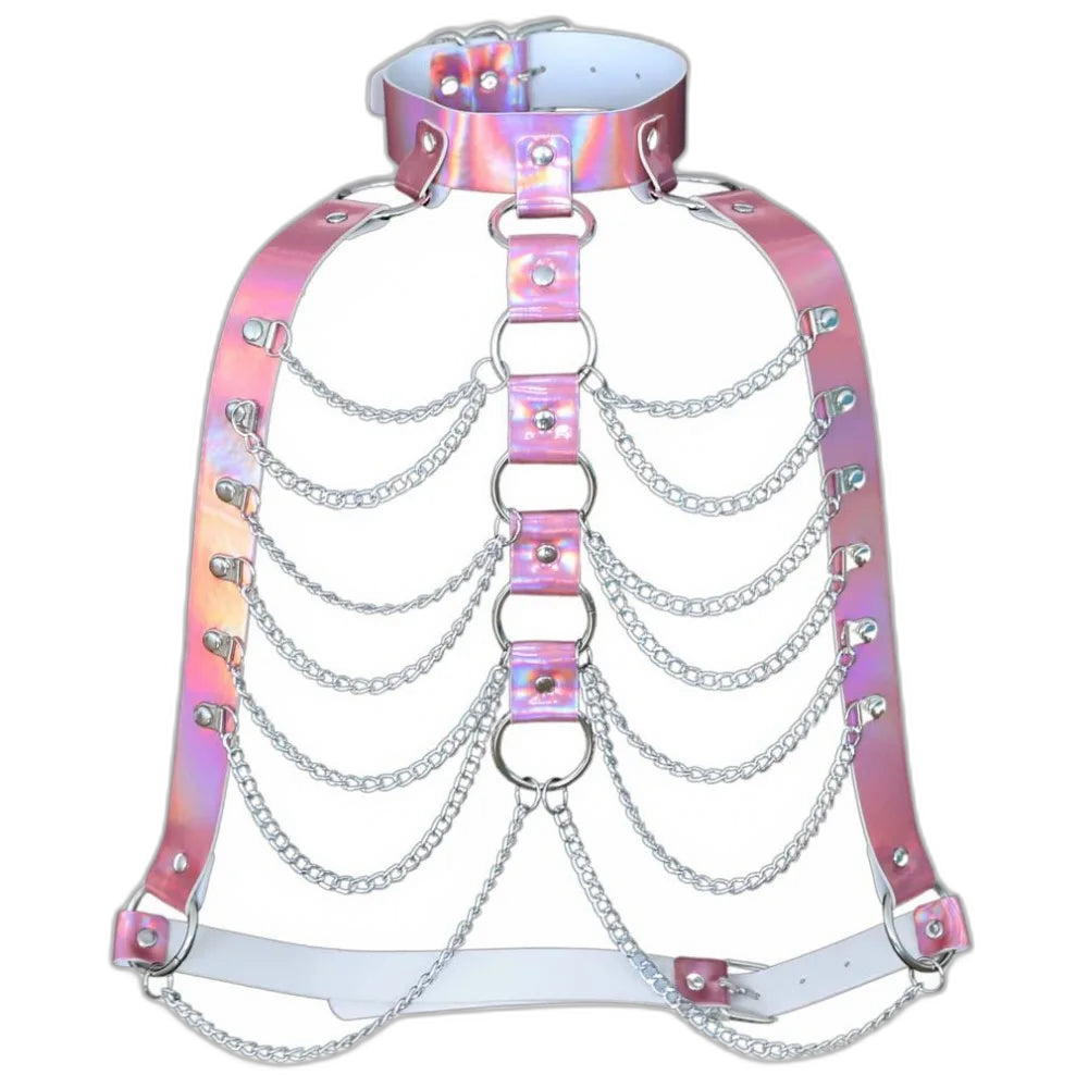 HoloGlam Punk Leather Harness Top