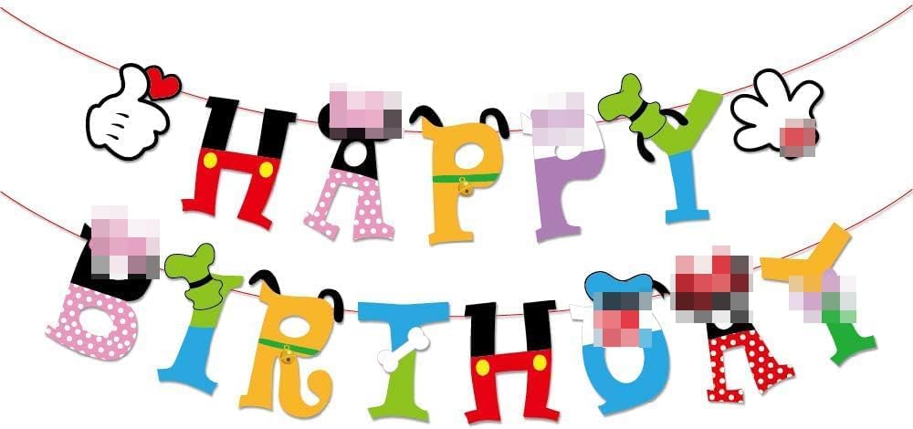 BHNACIER Mouse Birthday Party Banner - Cute Mouse Theme Cartoon Decor