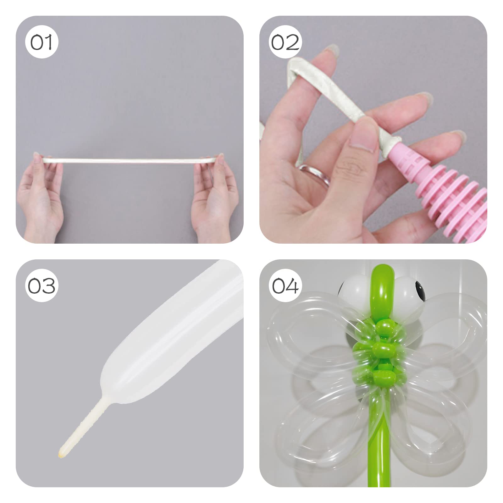 BHUCUTU 400 Pieces 260Q Long Balloons – Clear Latex Twisting Balloons for Balloon Animals