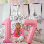 Biapian 40-Inch Pink 7 Balloon Set | Giant Number 7 Foil Balloons for 7th Birthday