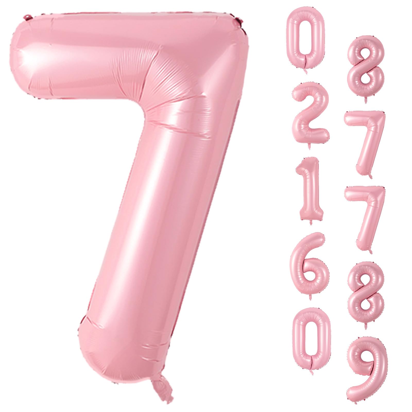 Biapian 40-Inch Pink 7 Balloon Set | Giant Number 7 Foil Balloons for 7th Birthday