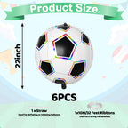 Biapian 6 Pcs Soccer Balloons – 22-Inch Large 4D Foil Balloons with Colorful Edges for Sports Themed Parties
