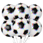 Biapian 6 Pcs Soccer Balloons – 22-Inch Large 4D Foil Balloons with Colorful Edges for Sports Themed Parties