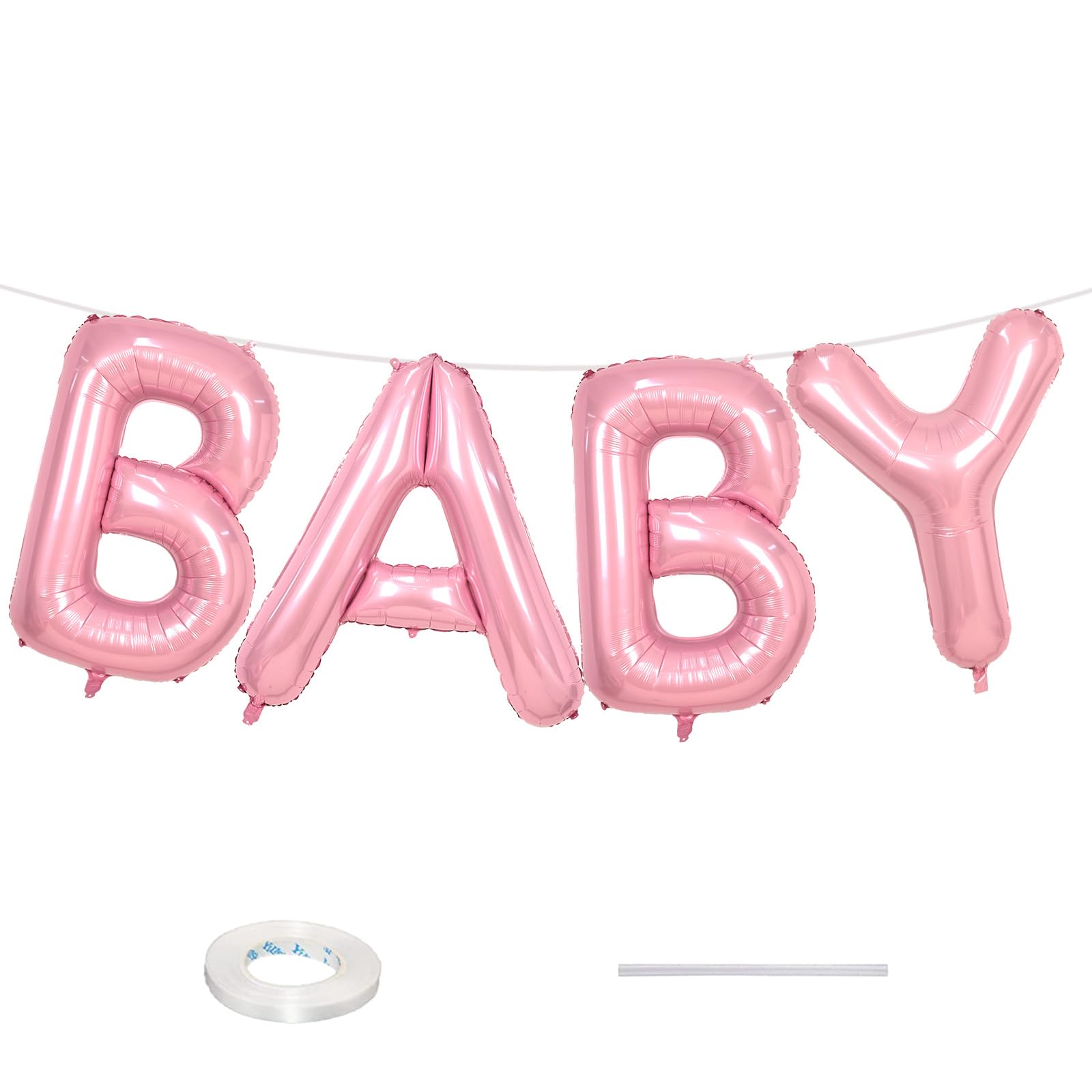 Biapian 40 Inch Baby Letter Balloons - Giant Light Pink 4-Piece Foil Monogram for Baby Showers, Birthdays & Gender Reveal