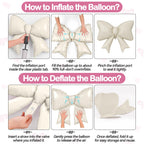 Biapian 6-Piece Cream Bow Balloons – 35in Beige Foil Balloons for Birthday, Wedding & Baby Shower