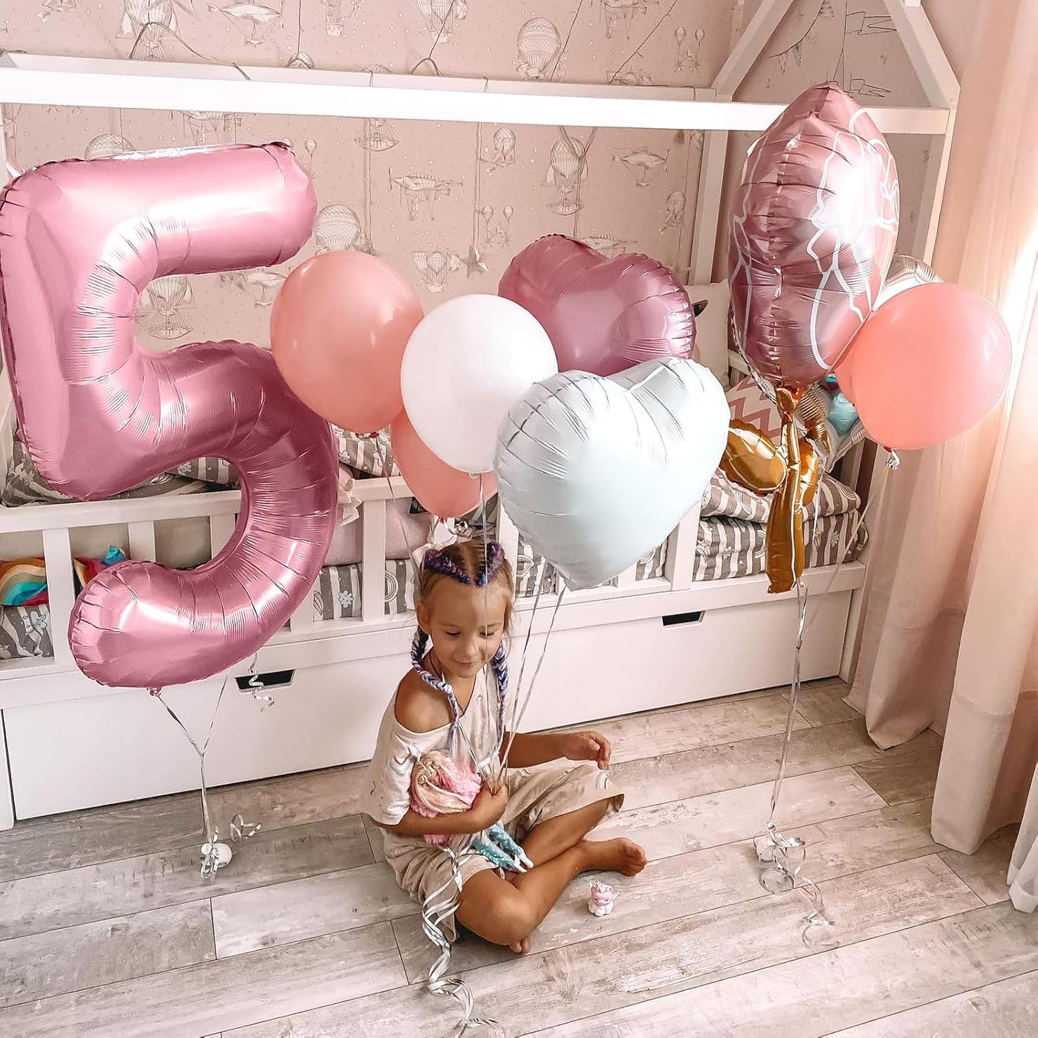 Biapian Pastel Pink 40-Inch Number 2 Balloon — Pearl Foil Balloons for Girls’ 2nd Birthday & Baby Shower