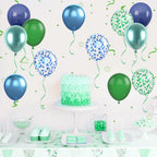 Biapian Blue and Green Balloon Set (12 Inch) – Navy, Dark Green Metallic & Confetti Balloons