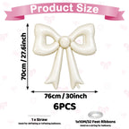 Biapian 6 Pcs Cream Bow Balloons – 30-Inch Beige Cutout Foil Balloons for Parties