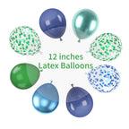 Biapian Blue and Green Balloon Set (12 Inch) – Navy, Dark Green Metallic & Confetti Balloons