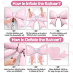 Biapian 6 Pcs Pink Bow Balloons - 38 Inch Giant Foil Balloons for Princess Parties