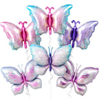Biapian 6 Pcs Butterfly Balloons – Large Pastel Gradient Foil for Weddings & Parties