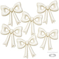 Biapian 6 Pcs Cream Bow Balloons – 30-Inch Beige Cutout Foil Balloons for Parties