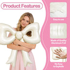 Biapian 6 Pcs Cream Bow Balloons – 30-Inch Beige Cutout Foil Balloons for Parties