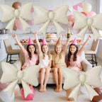 Biapian 6-Piece Cream Bow Balloons – 35in Beige Foil Balloons for Birthday, Wedding & Baby Shower