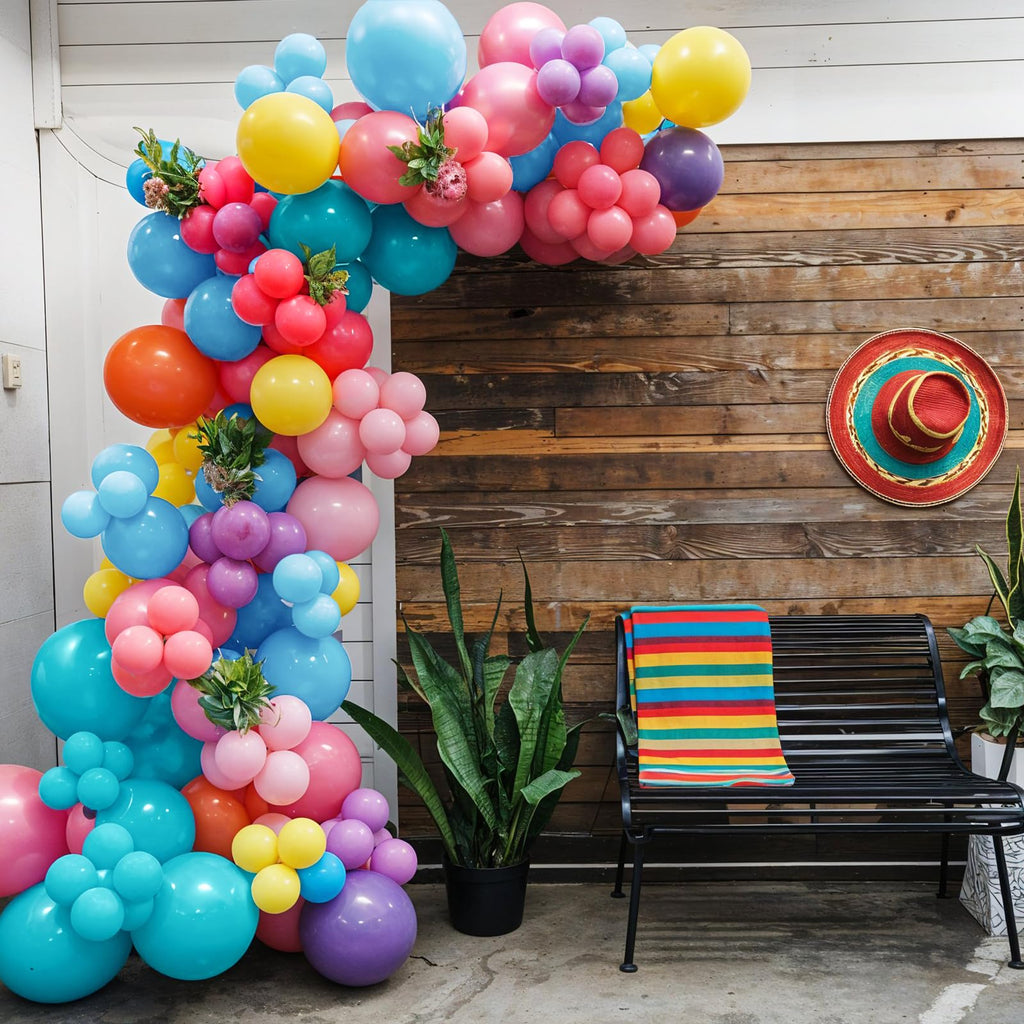 Biapian Tropical Balloons – 12-Inch Multicolor Rainbow Latex Balloons for Parties