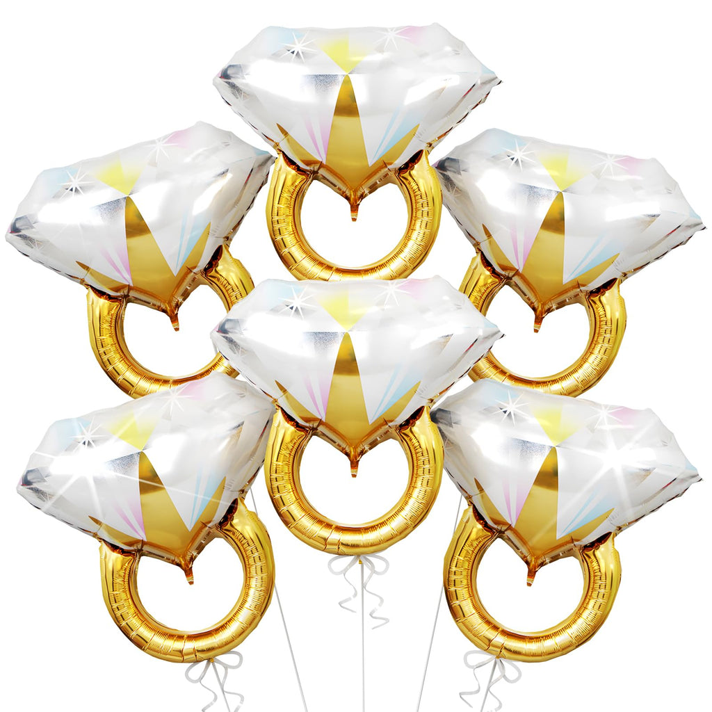 Biapian 6 Pcs Diamond Ring Balloons Foil – Large Engagement Ring Balloons for Weddings & Celebrations
