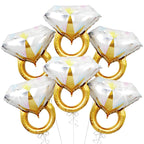 Biapian 6 Pcs Diamond Ring Balloons Foil – Large Engagement Ring Balloons for Weddings & Celebrations