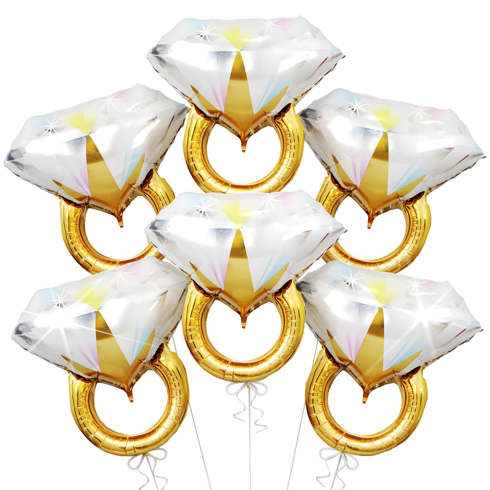 Biapian 6 Pcs Diamond Ring Balloons Foil – Large Engagement Ring Balloons for Weddings & Celebrations