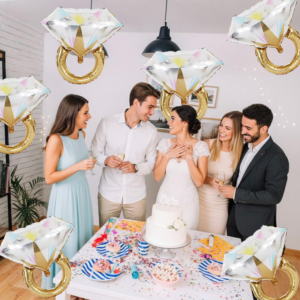 Biapian 6 Pcs Diamond Ring Balloons Foil – Large Engagement Ring Balloons for Weddings & Celebrations