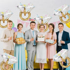 Biapian 6 Pcs Diamond Ring Balloons Foil – Large Engagement Ring Balloons for Weddings & Celebrations