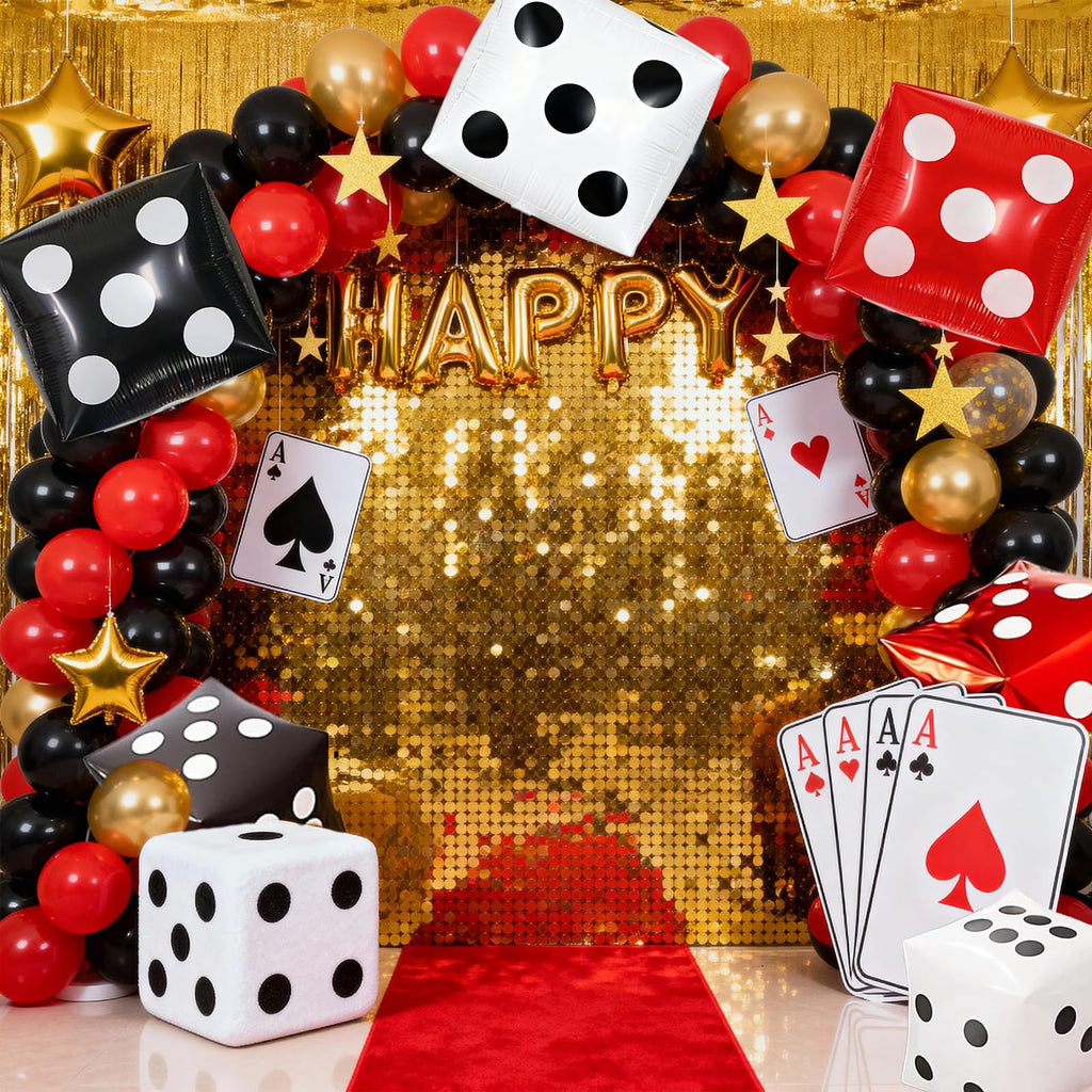 Biapian Jumbo 24in Dice Balloons — 6 Pcs Foil 4D Cube Casino Theme