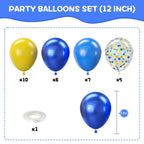 Biapian Yellow & Blue Balloons Set, 12in – Double Stuffed Metallic Confetti Balloons for Parties