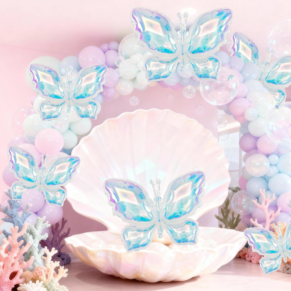 Biapian Iridescent Butterfly Balloons – 6 Pcs Foil Balloons for Weddings & Parties