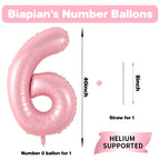 Biapian Pastel Pink 40-Inch Number 6 Balloon – Foil Balloons for Girls