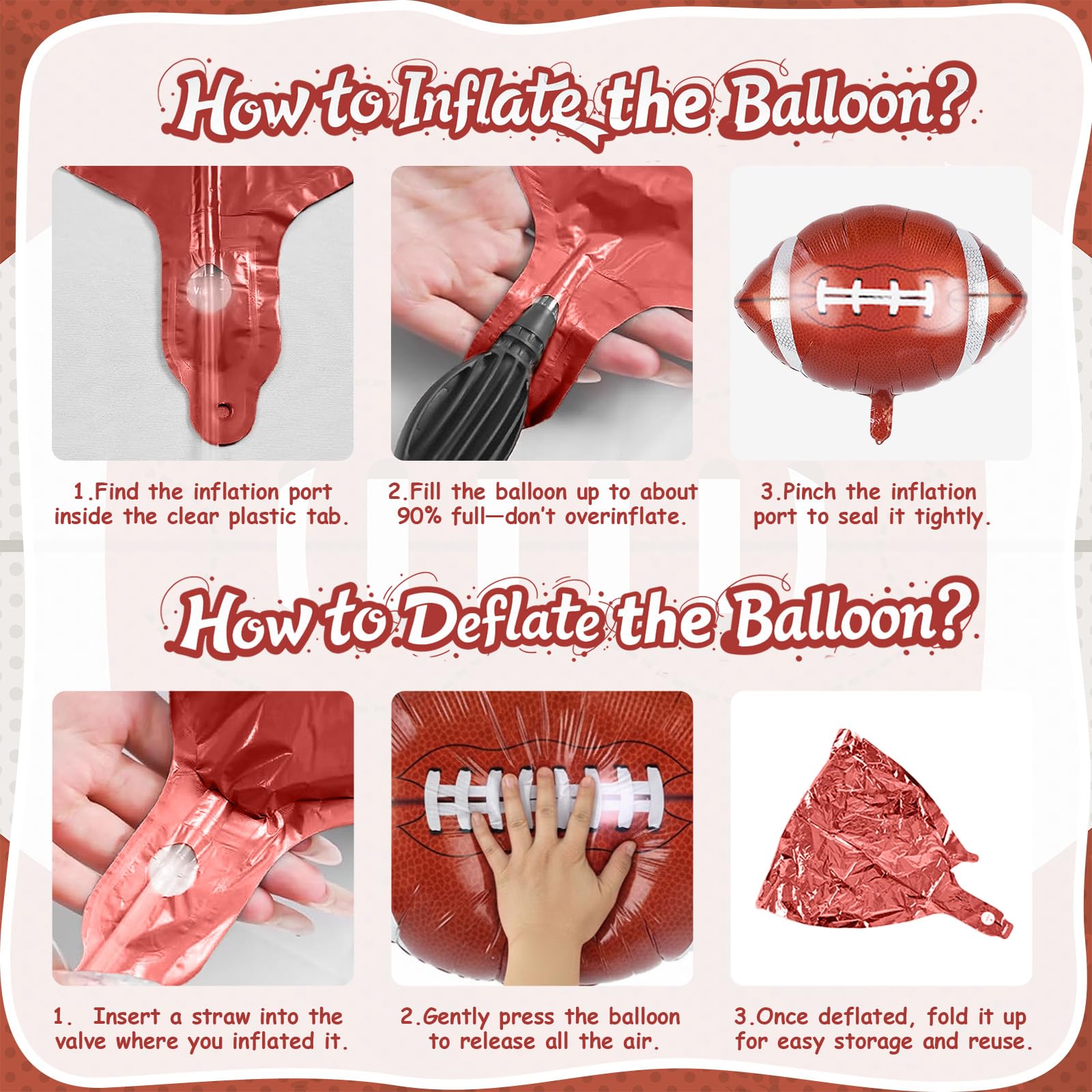 Biapian 26 Inch Football Balloons Set – 6 Large Foil Balloons for Parties