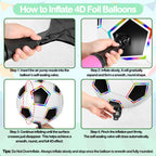 Biapian 6 Pcs Soccer Balloons – 22-Inch Large 4D Foil Balloons with Colorful Edges for Sports Themed Parties