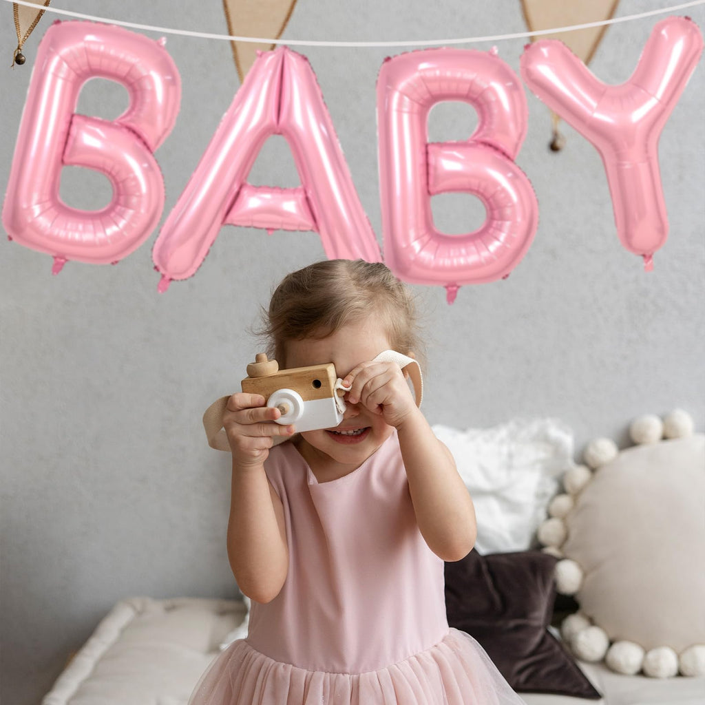 Biapian 40 Inch Baby Letter Balloons - Giant Light Pink 4-Piece Foil Monogram for Baby Showers, Birthdays & Gender Reveal