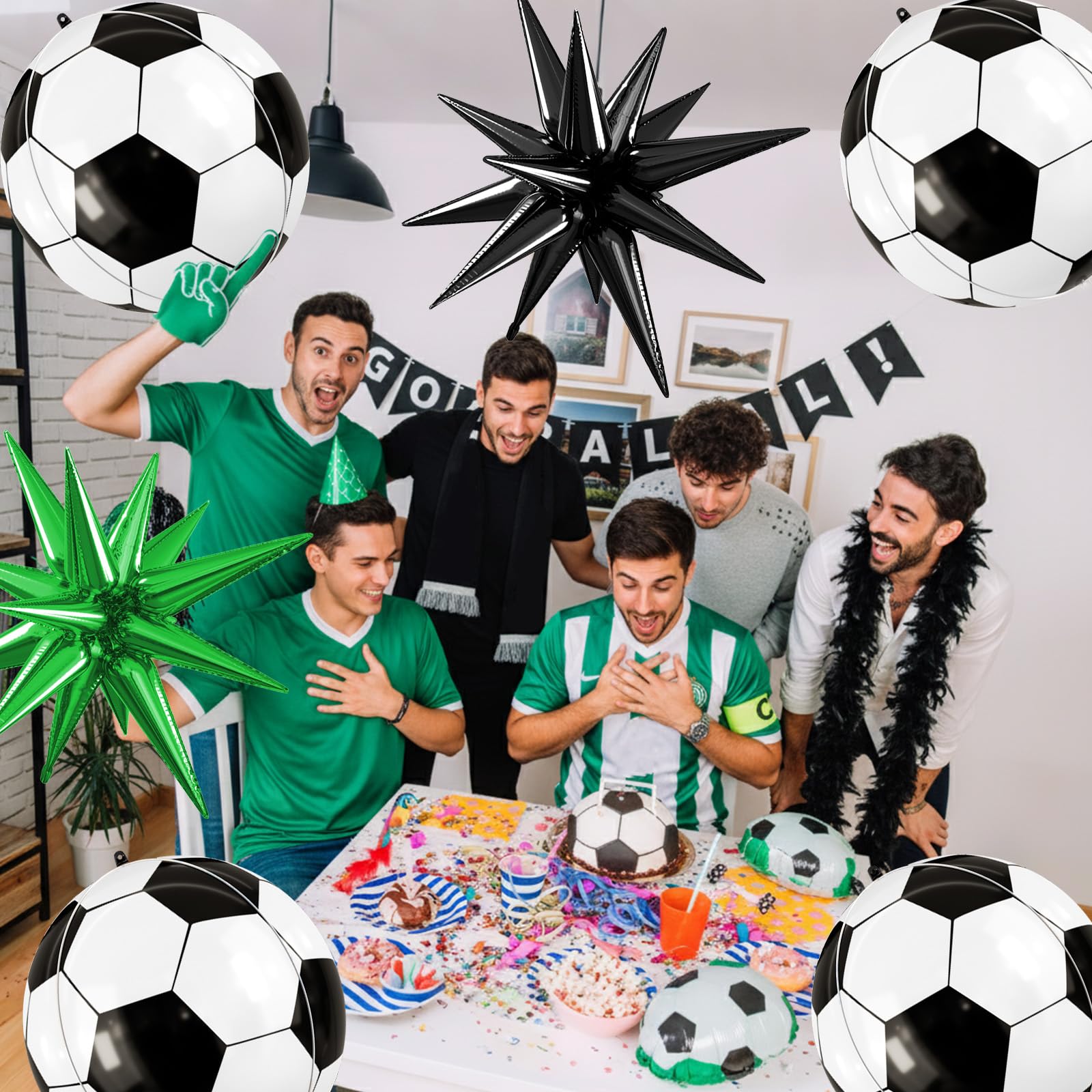Biapian Soccer Balloons - 6-Piece 22" Foil Balloons for Soccer Theme Parties