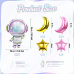 Biapian Pink Astronaut Balloons Set – 6 Pcs Space Balloons for Girls' Birthday & Galaxy Party Decor