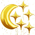 Biapian Moon & Star Balloons – 36-inch Gold Moon + 18-inch Gold Star Foil for Ramadan, Eid, Weddings