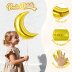 Biapian Moon & Star Balloons – 36-inch Gold Moon + 18-inch Gold Star Foil for Ramadan, Eid, Weddings