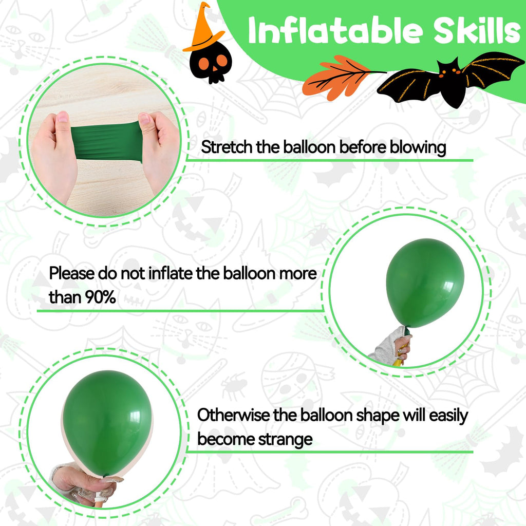 Biapian Halloween Balloons – 12in Bat-Printed Latex Balloons in Green, Black & Purple