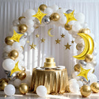 Biapian Moon & Star Balloons – 36-inch Gold Moon + 18-inch Gold Star Foil for Ramadan, Eid, Weddings