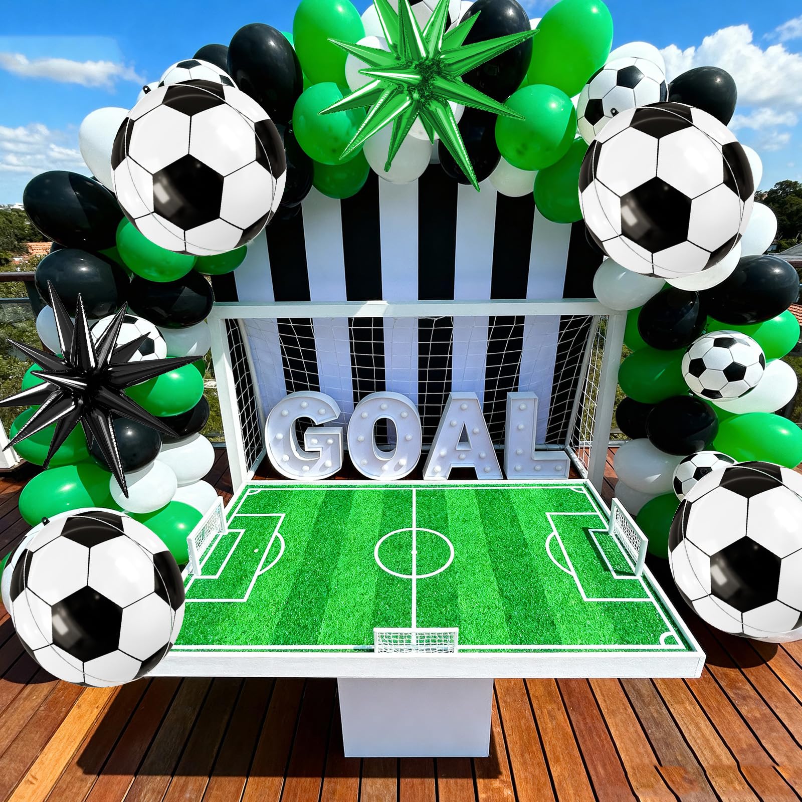 Biapian Soccer Balloons - 6-Piece 22" Foil Balloons for Soccer Theme Parties