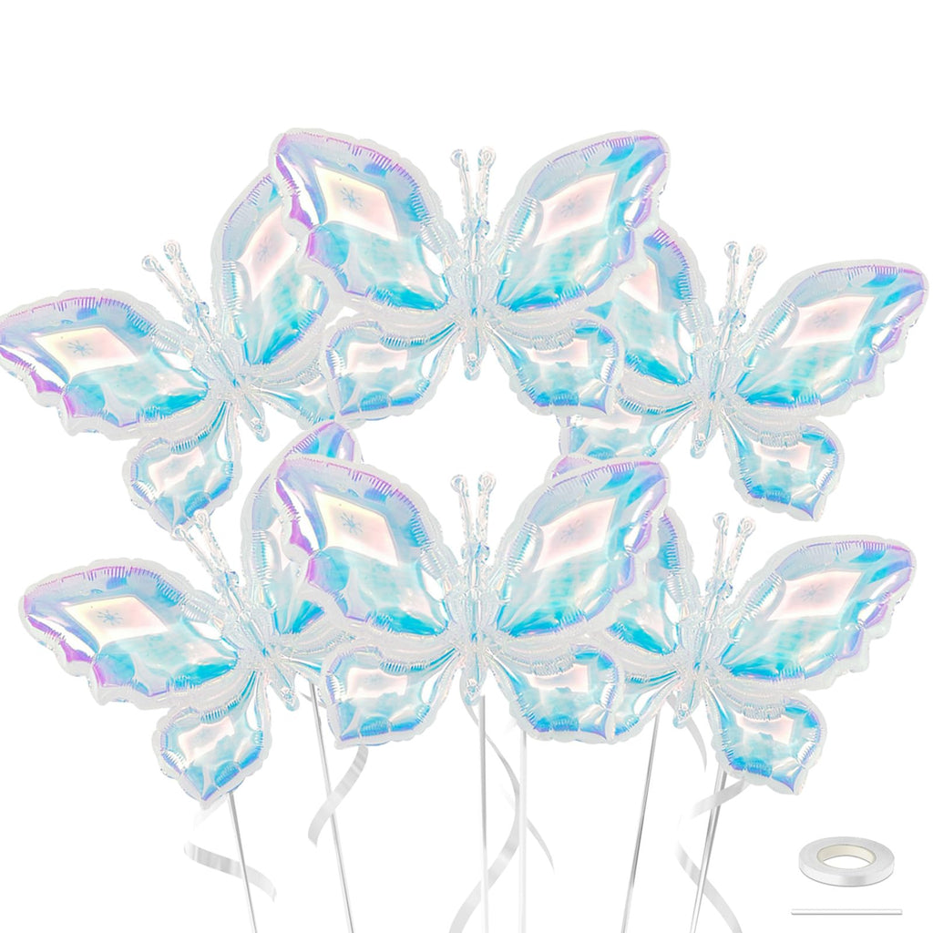 Biapian Iridescent Butterfly Balloons – 6 Pcs Foil Balloons for Weddings & Parties