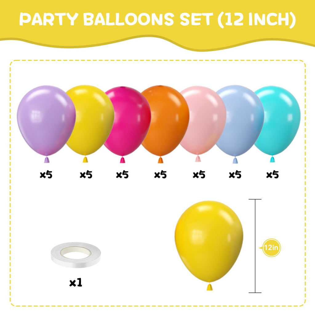 Biapian Tropical Balloons – 12-Inch Multicolor Rainbow Latex Balloons for Parties