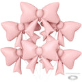 Biapian 6Pcs Pastel Pink Bow Balloons – 35-Inch Foil Balloons for Weddings, Birthdays, Baby Showers